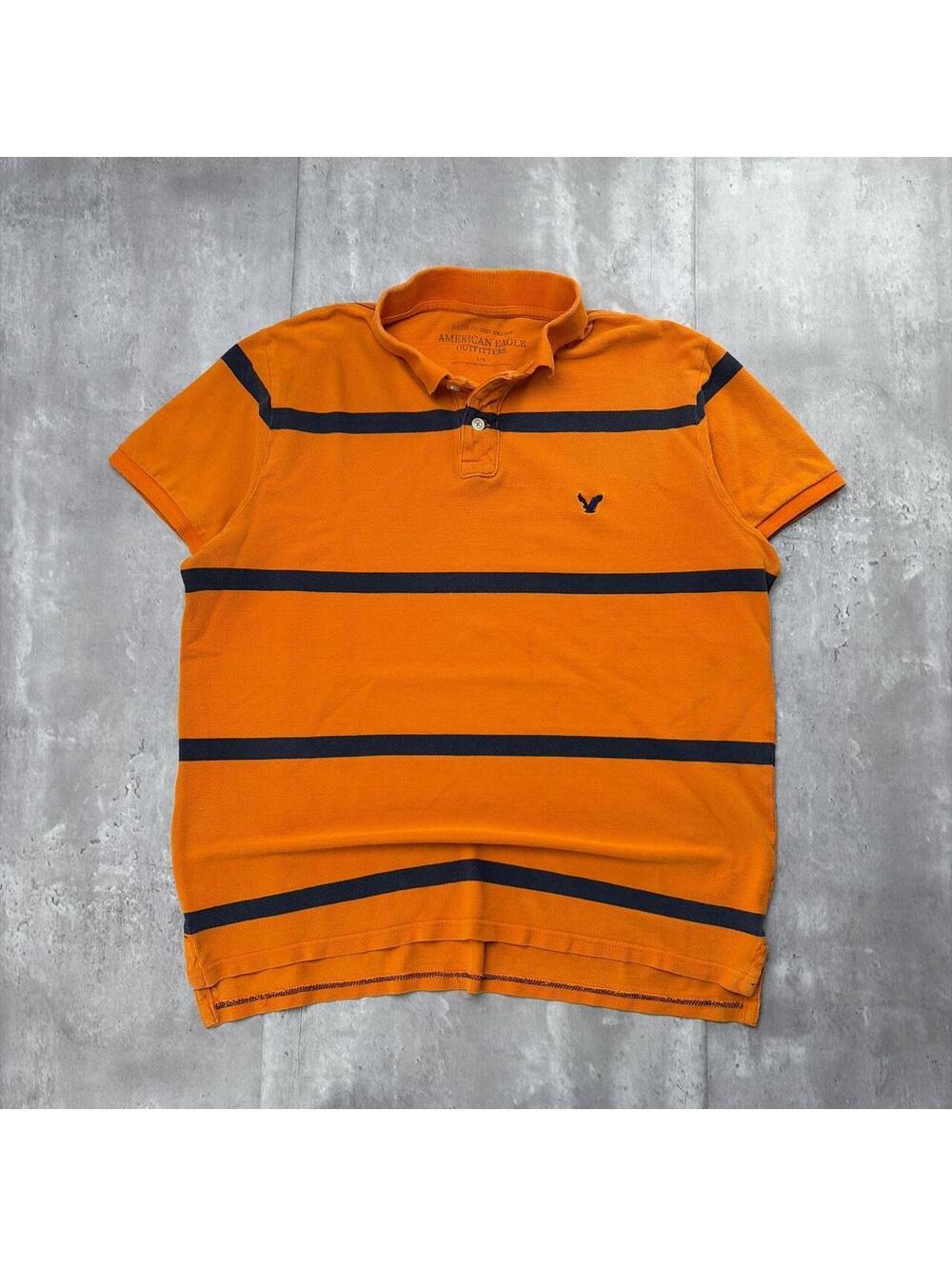 Y2K American Eagle Grunge Gothic Striped Skater Polo Shirt
